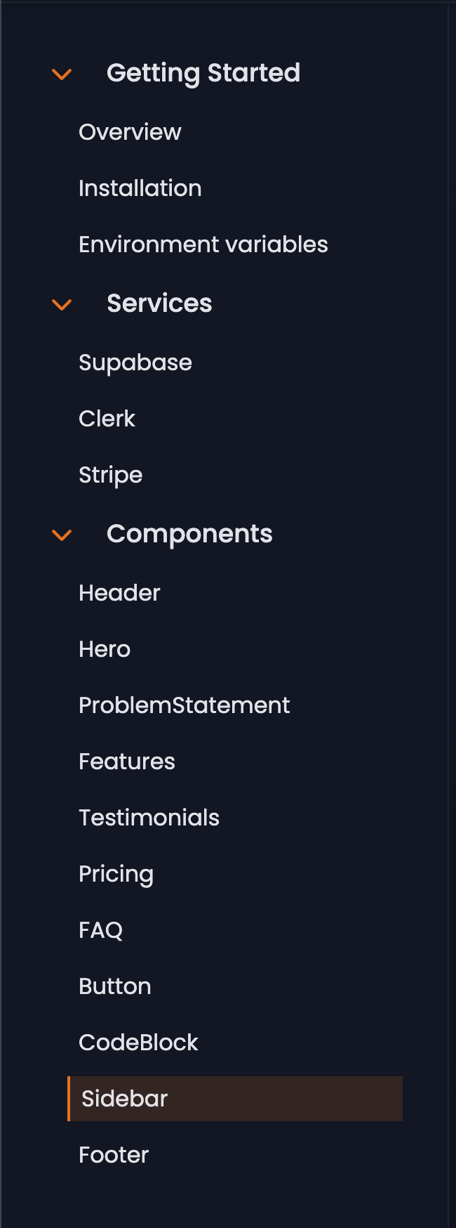 Sidebar Component Preview